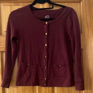 JCrew Burgundy Painters Tee 100% Cotton Slub Button Up Cardigan